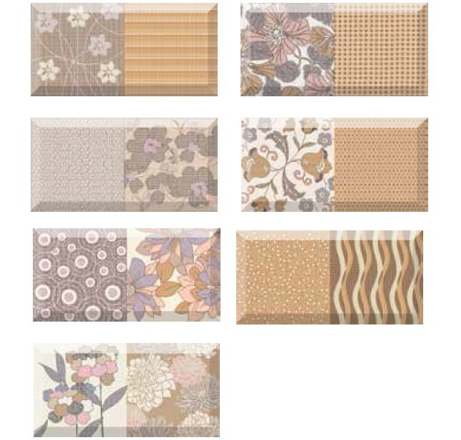 REVESTIMIENTO BISELADO 10X20 CHOCOLATE DECOR MIX BRILLO (patchwork) (Espesor 6 mm) - FBR